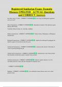 Registered Sanitarian Exam: Zoonotic  Diseases UPDATED ACTUAL Questions  and CORRECT Answers