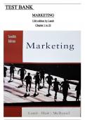 Marketing 12th edition by Charles W. Lamb, Joe F. Hair, Carl McDaniel Latest Test Bank. all 22 chapters covered ISBN:9781133708582