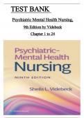 Test Bank - Psychiatric Mental Health Nursing, 9th Edition ( Sheila L. Videbeck,2024) 1-24 Chapter|| All Chapter || Instant Download ISBN:9781975184773