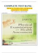                COMPLETE TEST BANK: PHYSICAL EXAMINATION AND HEALTH ASSESSMENT 7TH EDITION BY CAROLYN JARVIS PHD Latest Update.