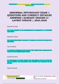 ABNORMAL PSYCHOLOGY EXAM 1 QUESTIONS AND CORRECT DETAILED  ANSWERS |ALREADY GRADED A+  LATEST UPDATE | 2024-2025