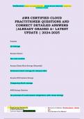 AWS CERTIFIED CLOUD  PRACTITIONER QUESTIONS AND  CORRECT DETAILED ANSWERS |ALREADY GRADED A+ LATEST  UPDATE | 2024-2025