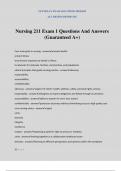 Nursing 211 Exam 1 Questions And Answers (Guaranteed A+)