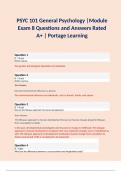 PSYC 101 General Psychology |Module Exam 8 Questions and Answers Rated A+ | Portage Learning