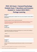 PSYC 101 Exam | General Psychology Module Exam 7 Questions and Answers Graded A+ |Latest 2024/2025 | Portage Learning