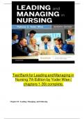 Test Bank for Leading and Managing in Nursing 7th Edition by Patricia S. Yoder-Wise ISBN 9780323449137 Chapter 1-31 |Complete Guide A+