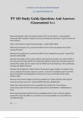 PT 101 Study Guide Questions And Answers (Guaranteed A+)