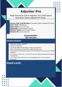 Adjuster Pro: State Insurance Claims Adjuster Certification 2024-2025 Adjuster Pro: Insurance Adjuster Section 4 Exam Review Questions and Answers | 100% Pass Guaranteed | Graded A+ |