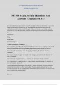 NU 518 Exam 3 Study Questions And Answers (Guaranteed A+)