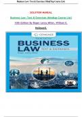 SOLUTION MANUAL Business Law: Text & Exercises (Mindtap Course List) 10th Edition By Roger Leroy Miller, William E. Hollowell.