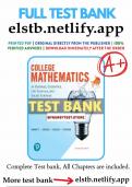 THE Test Bank for College Mathematics for Business  Economics   Life Sciences and Social Sciences 14th Edition Barnett