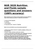 NUR 3028 Nutrition and Fluids sample questions and answers (100- accuracy)