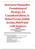 Instructor Manual for  Foundations of  Strategy, 1st  Canadian Edition, 1e  Robert Grant, Judith  Jordan, Phil Walsh (All Chapters)