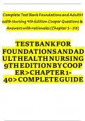 Test bank for foundations and adult health nursing 9th edition by cooper 2023 