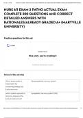 NURS 611 EXAM 2 PATHO ACTUAL EXAM COMPLETE 200 QUESTIONS AND CORRECT DETAILED ANSWERS WITH RATIONALES|ALREADY GRADED A+ (MARYVILLE UNIVERSITY)