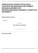 NURS 611 EXAM 3 PATHO ACTUAL EXAM COMPLETE 400 QUESTIONS AND CORRECT DETAILED ANSWERS WITH RATIONALES|ALREADY GRADED A+ (MARYVILLE UNIVERSITY)