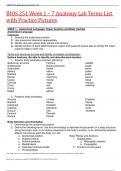 BIOS 251 Week 1 – 7 Anatomy Lab Terms List with Practice Pictures