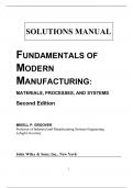 SOLUTIONS MANUAL FUNDAMENTALS OF MODERN MANUFACTURING: MATERIALS, PROCESSES, AND SYSTEMS Second Edition MIKELL P. GROOVER