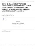 ORNAMENTAL AND TURF PESTICIDE APPLICATORS EXAM NEWEST 2024 ACTUAL EXAM COMPLETE 150 QUESTIONS AND CORRECT DETAILED ANSWERS (VERIFIED ANSWERS) |ALREADY GRADED A+