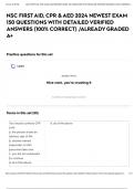 NSC FIRST AID, CPR & AED 2024 NEWEST EXAM 150 QUESTIONS WITH DETAILED VERIFIED ANSWERS (100% CORRECT) /ALREADY GRADED A+