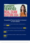 Occupational Therapy Questions & Answers/ A+ Score Solution.   