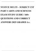 NYSTCE MULTI – SUBJECT CST PART 3 ARTS AND SCIENCES EXAM STUDY GUIDE / 160+ QUESTIONS AND CORRECT ANSWERS 2025 GRADED A+.