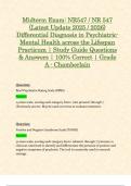 Midterm Exam: NR547 / NR 547 (Latest Update 2025 / 2026) Differential Diagnosis in Psychiatric-Mental Health across the Lifespan Practicum | Study Guide Questions & Answers | 100% Correct | Grade A - Chamberlain