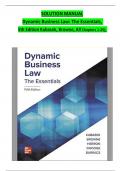 SOLUTION MANUAL Dynamic Business Law: The Essentials,  5th Edition Kubasek, Browne, All Chapters 1-25)