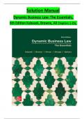 Solution Manual Dynamic Business Law: The Essentials,  6th Edition Kubasek, Browne, All Chapters 1-25)