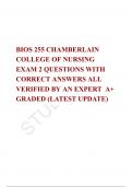 BIOS 255 CHAMBERLAIN COLLEGE OF NURSING EXAM 2 QUESTIONS WITH CORRECT ANSWERS 