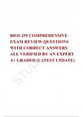 BIOS 255 COMPREHENSIVE EXAM REVIEW QUESTIONS WITH CORRECT ANSWERS ALL VERIFIED BY AN EXPERT  A+ GRADED (LATEST UPDATE)