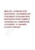 BIOS 255 - COMP REVIEW QUESTIONS - CHAMBERLAIN UNIVERSITY EXAM REVIEW QUESTIONS WITH CORRECT ANSWERS ALL VERIFIED BY AN EXPERT  A+ GRADED (LATEST UPDATE)