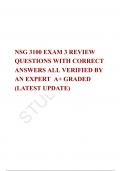 NSG 3100 EXAM 3 REVIEW QUESTIONS WITH CORRECT ANSWERS ALL VERIFIED PACKAGE DEAL 