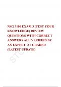   NSG 3100 EXAM 3 (TEST YOUR KNOWLEDGE) REVIEW QUESTIONS WITH CORRECT ANSWERS