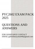 PYC2602 Exam pack 2025(Child and Adolescent Development)