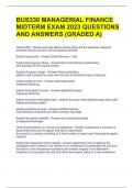 BUS330 MANAGERIAL FINANCE MIDTERM EXAM 2023 QUESTIONS AND ANSWERS (GRADED A) 