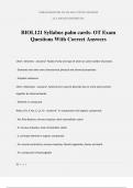 BIOL121 Syllabus palm cards- OT Exam Questions With Correct Answers