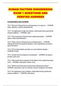 HUMAN FACTORS ENGINEERING EXAM 1 QUESTIONS AND VERIFIED ANSWERS