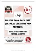 EDL3703 EXAM PACK 2025  {DETAILED QUESTIONS AND ANSWERS }