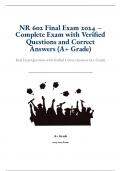 NR 602 Final Exam 2024 – Complete Exam with Verified Questions and Correct Answers (A+ Grade)