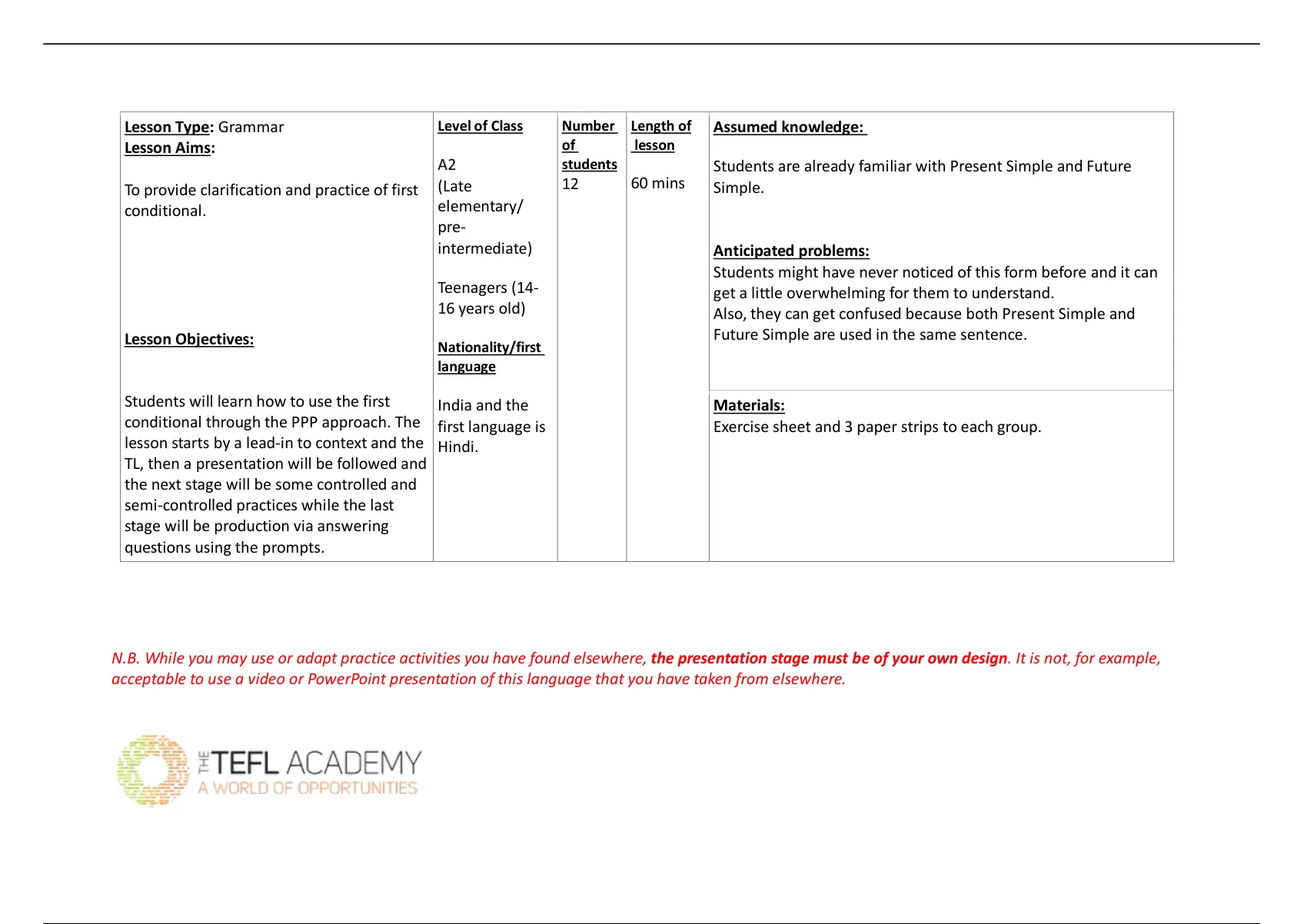 2. Lesson Plan Form And Paragraph - Assignment B 2019-2020 - Stuvia US