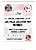 CLA1501 EXAM PACK 2025  {DETAILED QUESTIONS AND ANSWERS }