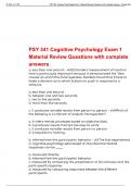 PSY 341 Cognitive Psychology Exam 1 Material Questions and Correct Answers (100% COMPLETE ANSWERS) ALREADY GRADED A+ | 100% satisfaction guarantee with complete solutions, (Latest update) 2025/2026