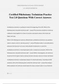 Certified Phlebotomy Technician Practice Test 2.0 Questions With Correct Answers