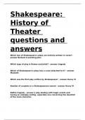 Shakespeare History of Theater questions and answers