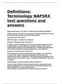 Definitions Terminology NAPSRX test questions and answers