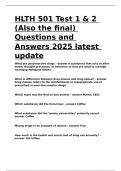 HLTH 501 Test 1 & 2 (Also the final) Questions and Answers 2025 latest update