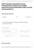 2024| Champions Real Estate Finance |Comprehensive questions and verified answers/accurate solutions|Get it 100% correct!! Already graded A+