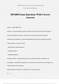 HS3400 Exam Questions With Correct Answers