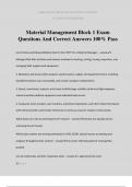 Material Management Block 1 Exam Questions And Correct Answers 100% Pass